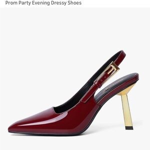 Elegant Burgundy Patent Leather Slingback Heels